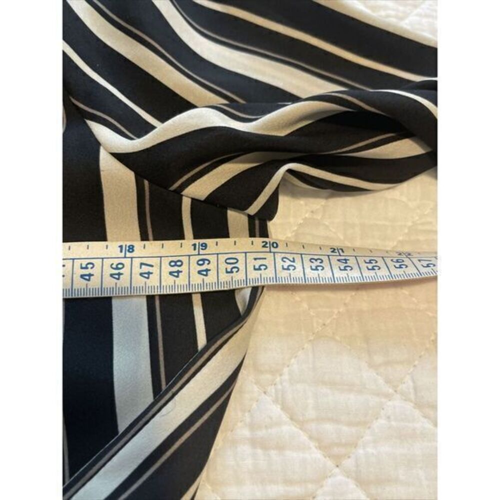 LOFT Shirt Dress Sz 8 Tie Waist‎ Black Cream Stripe Button 3/4Sleeve - Picture 7 of 7